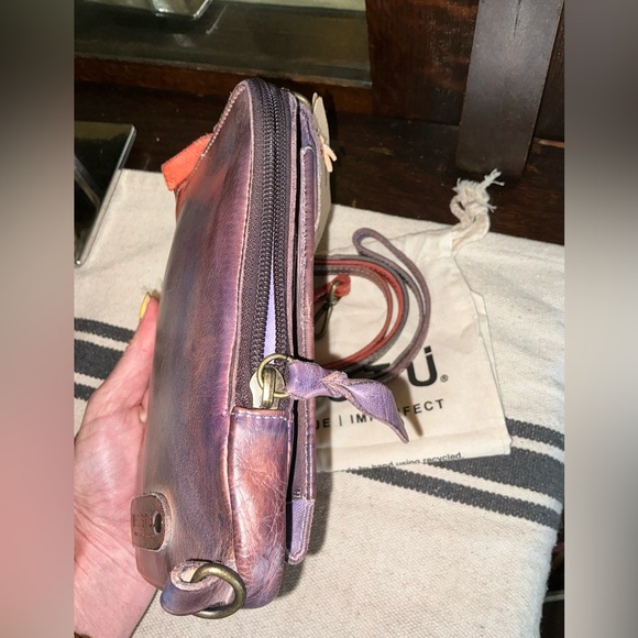 NWT Bed Stu Leather Alelike Crossbody Wristlet Phone Wallet Cotton Candy $215 - Picture 12 of 16